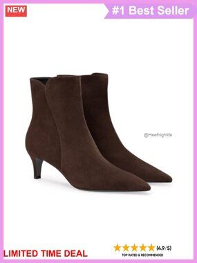 Faux Suede Ankle Boots Kitten Low Heel Pointed Toe Zip Dress Booties